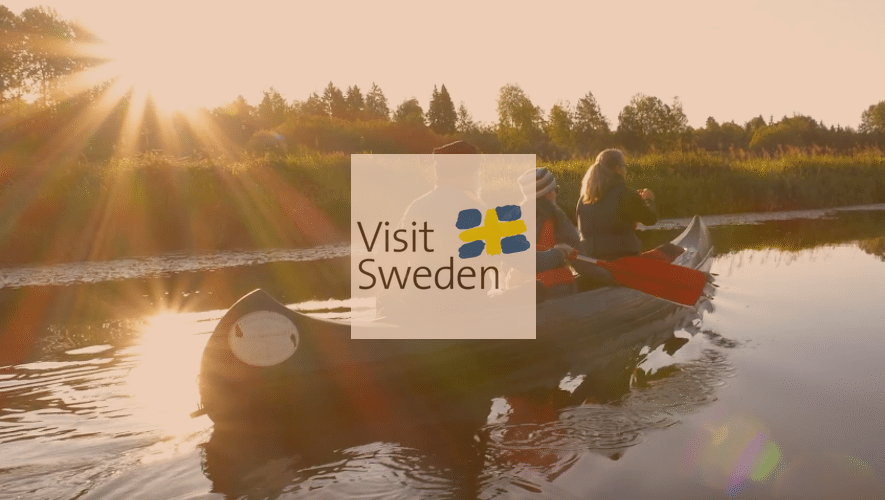 Still image of canoeists from video production for Visit Sweden and the Adventure Travel Trade Association