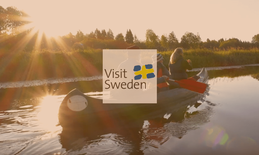 Still image of canoeists from video production for Visit Sweden and the Adventure Travel Trade Association