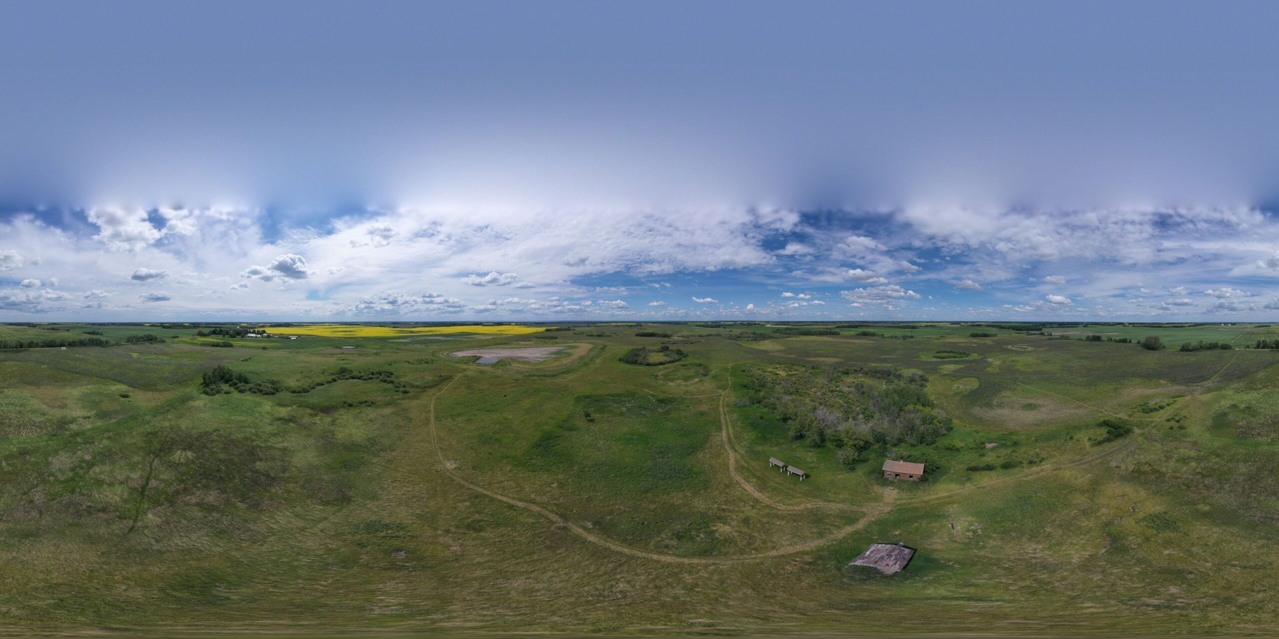 360-degree aerial panorama of the IPCA prairie landscape